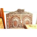 Pair of ornately carved possibly flemish armoire double door fronts with upper freeze (approx 70"