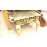 Ornate handled brass trivet stand,