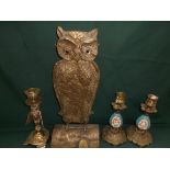 Brass owl fireside tidy,