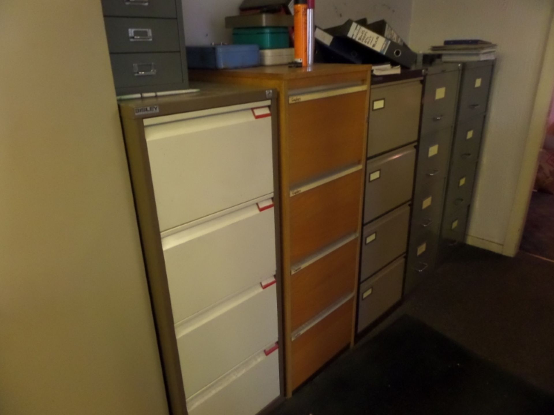 X5 FOUR DRAW FILING CABINETS, X1 TWO DRAW FILING CABINET