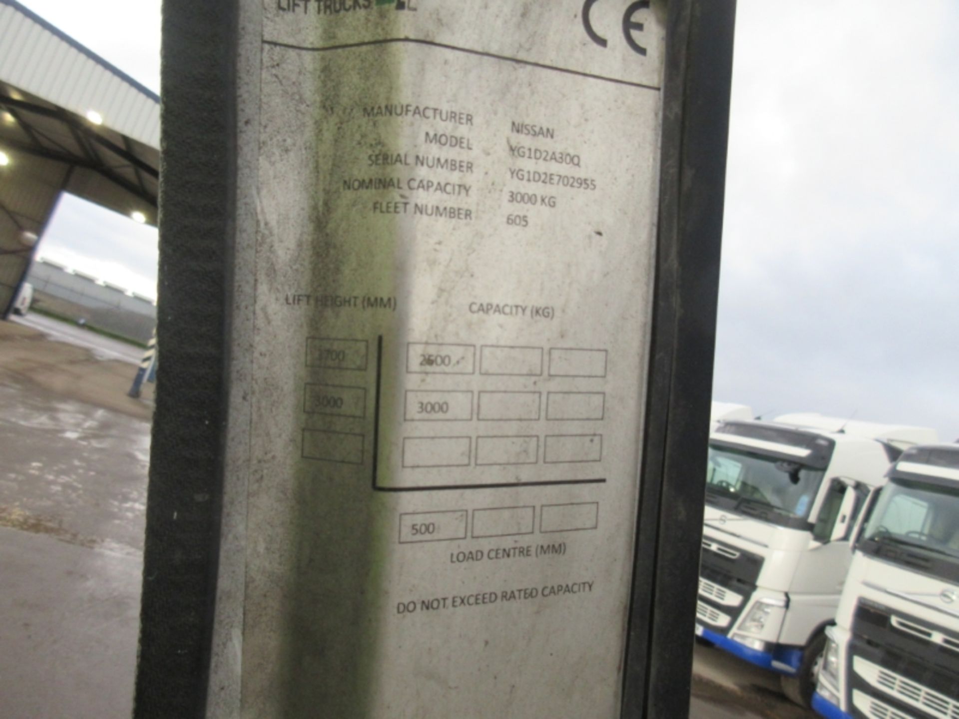 NISSAN YG1D2A30Q Plant Diesel - VIN: YG1D2E702922 - 8,289 Hours - Duplex 3.7M Forklift, R.D.L - Image 8 of 8