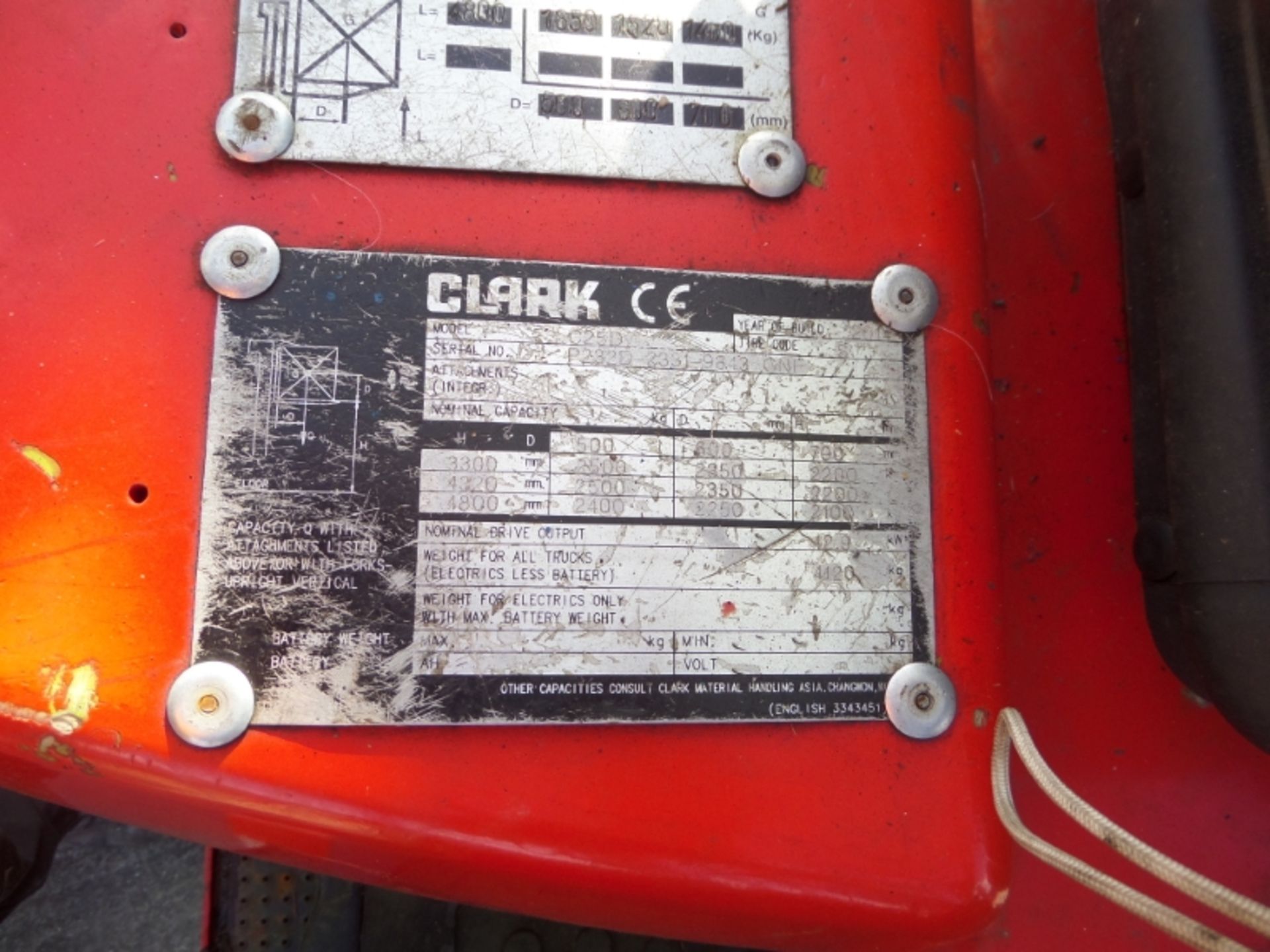 CLARK C25D Plant Diesel - VIN: P232D23319843CNF - Year: 2014 - 4,886 Hours - Triplex 4.8M - Image 5 of 8