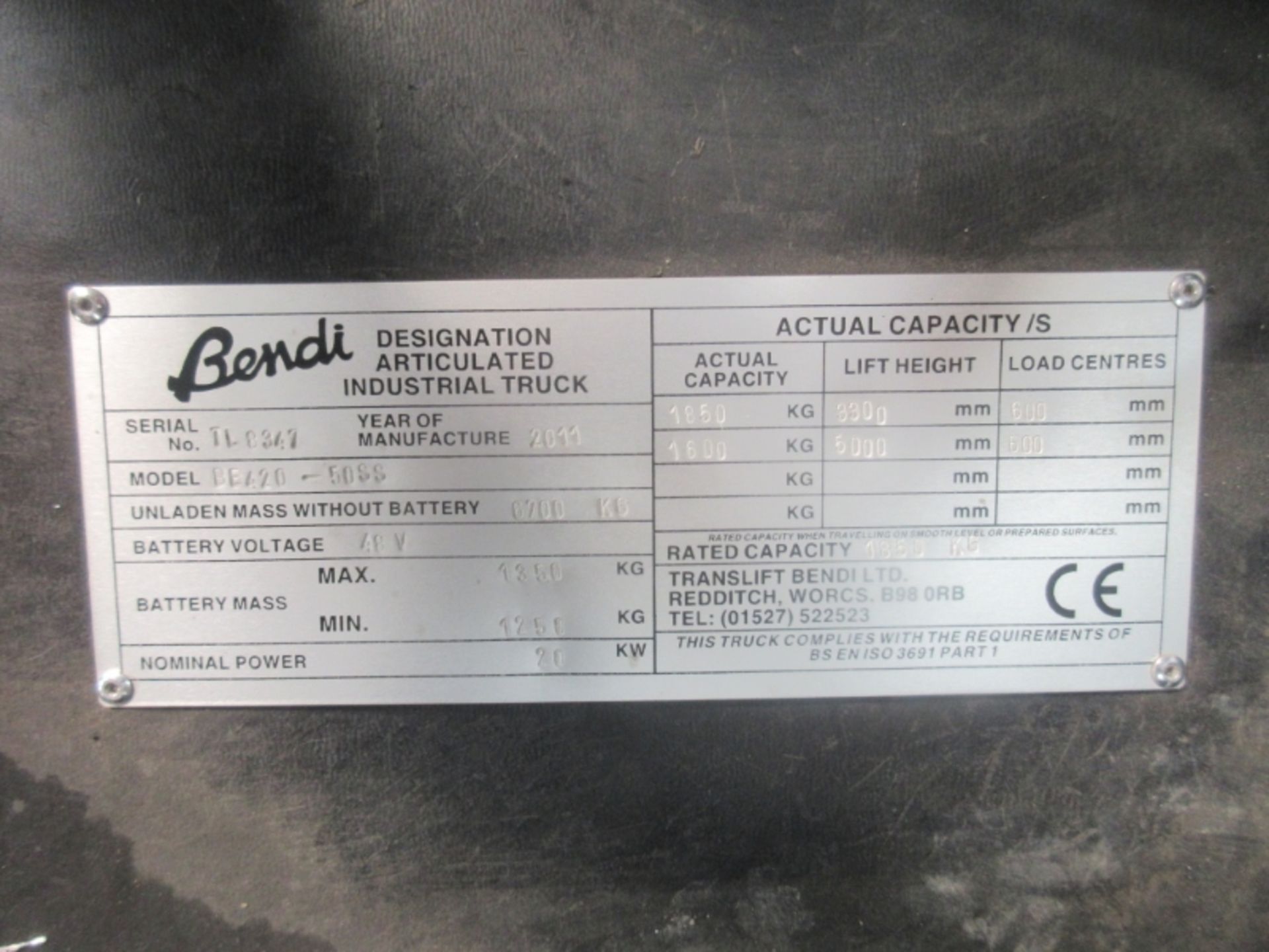 BENDI BE420-50SS Plant Electric - VIN: TL8347 - Year: 2011 - 12,303 Hours - Triplex 3.3M Articulated - Image 5 of 7