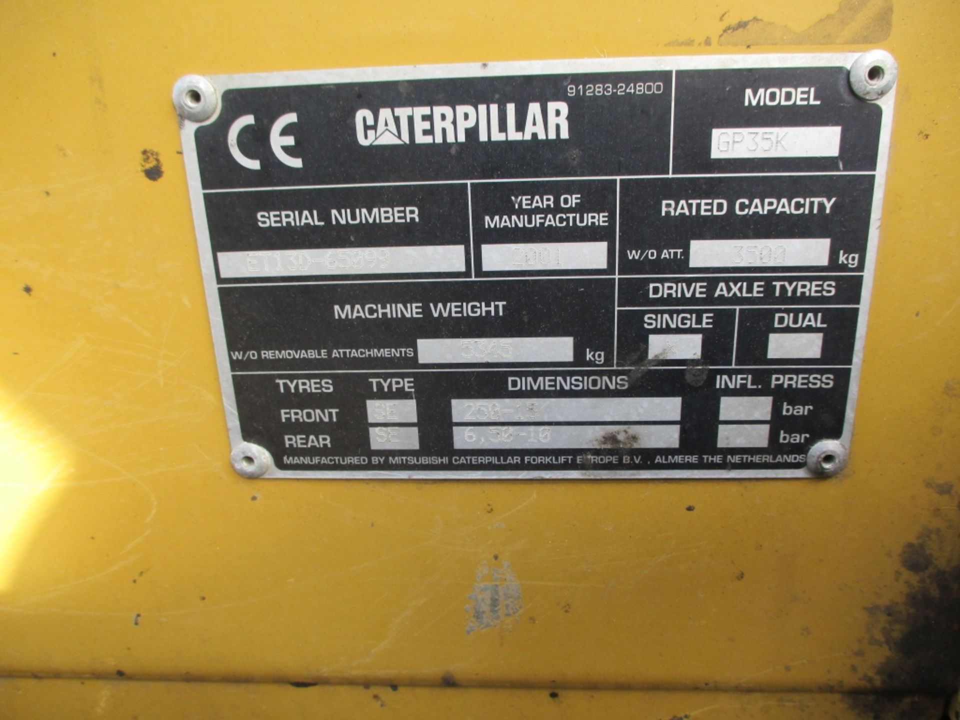 CATERPILLAR GP35K Plant LPG / CNG - VIN: ET13D65099 - Year: 2001 - 9,629 Hours - 5.3M Triplex - Image 2 of 8