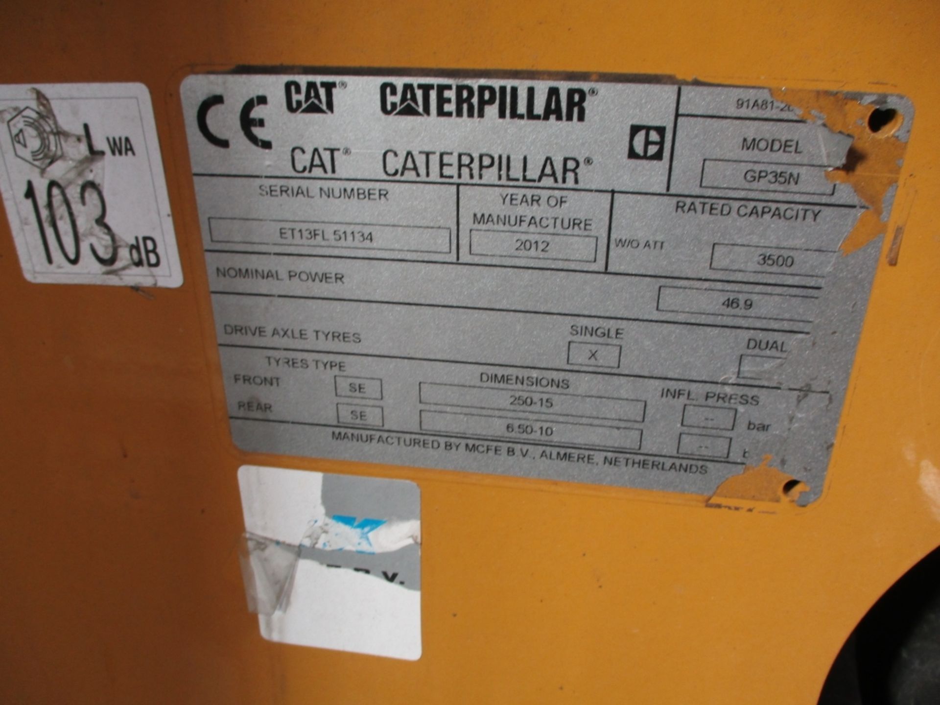 CATERPILLAR GP35N Plant LPG / CNG - VIN: ETFL51164 - Year: 2012 - 9,237 Hours - 4M Duplex - Image 3 of 7