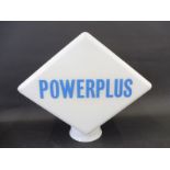 A Powerplus lozenge shaped glass petrol pump globe, in excellent condition.