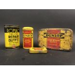A Dunlop tyre repair outfit no. 3 car size tin, a Dunlop Major patch strip outfit cylindrical tin,