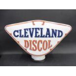 A Cleveland Discol glass petrol pump globe, an area of repair to the neck, stamped 'Property of