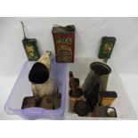 A collection of mixed cans, pourers etc. including an early Price's Motor Lubricants half gallon