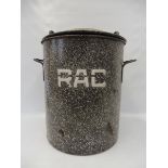 An unusual enamel lidded basket, marked RAC to the side and the lid.