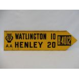 An AA double sided directional enamel sign, in excellent condition, pointing to Henley and