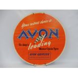 An Avon Motor Cycle Tyre cardboard advertisement, 20" diameter.