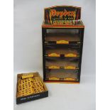 A Drydex bulbs advertising display card stand cabinet.