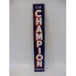 A Champion Plugs narrow enamel sign, dated 1913 and in excellent condition, 4 x 24 1/2".