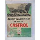A Castrol large free standing showcard advertising MG, Morris and Wolseley, 29 x 39".