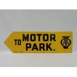 An AA 'To Motor Park' directional double sided enamel sign by Franco in superb condition, possibly
