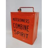 A rare Motor Owners Combine Spirit two gallon petrol can by Grant of London, dated May 1914.