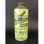 An unusual Falcon High Grade Lubricants 'Atlas Gear Oil' cylindrical quart can of light green