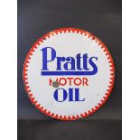 A Pratts Motor Oil circular double sided enamel sign, by Bruton of Palmers Green, dated December