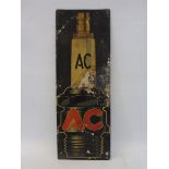 An AC plug advertising larger size finger plate tin sign, 4 x 11 1/4".