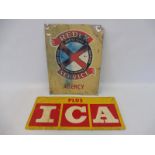 An ICA Plus tin sign plus a Redex sign.