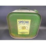 A Morris's of Shrewsbury Special Motor Oil five gallon can.