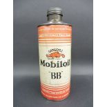 A Gargoyle Mobiloil 'BB' grade cylindrical quart oil can, in good condition.