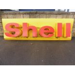 A very large Shell plastic garage forecourt sign, 106 1/2 x 32 1/2".
