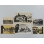 Four early photographs of petrol stations, plus two others.