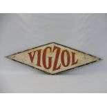 A Vigzol lozenge shaped aluminium advertising sign, 42 x 14".