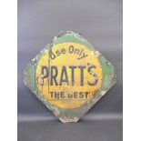 A pair of Pratt's embossed aluminium advertising sign mounted back to back, 27 1/4 x 27 1/4".