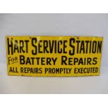 A Hart Service Station 'for battery repairs' rectangular enamel sign with good gloss by Wildman &