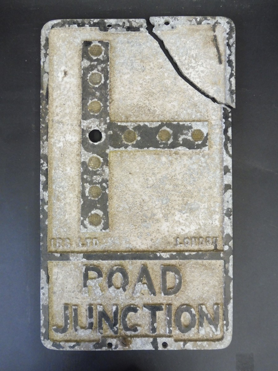 A Road Junction aluminium sign, with broken corner, 12 x 20 1/2".