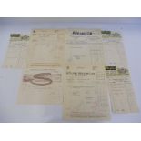 A small selection of letterheads and invoices relating to various companies including Drydex,