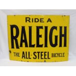 A Raleigh The All-Steel Bicycle rectangular enamel sign, in good condition, by Patent Enamel, 48 x