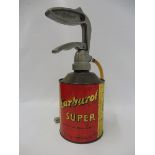 A Carburol Super oil can with dispensing gun, rare colours version.