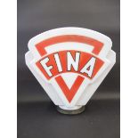 A Fina glass petrol pump globe by Webbs Crystal Glass Co. damage to top corner otherwise displays