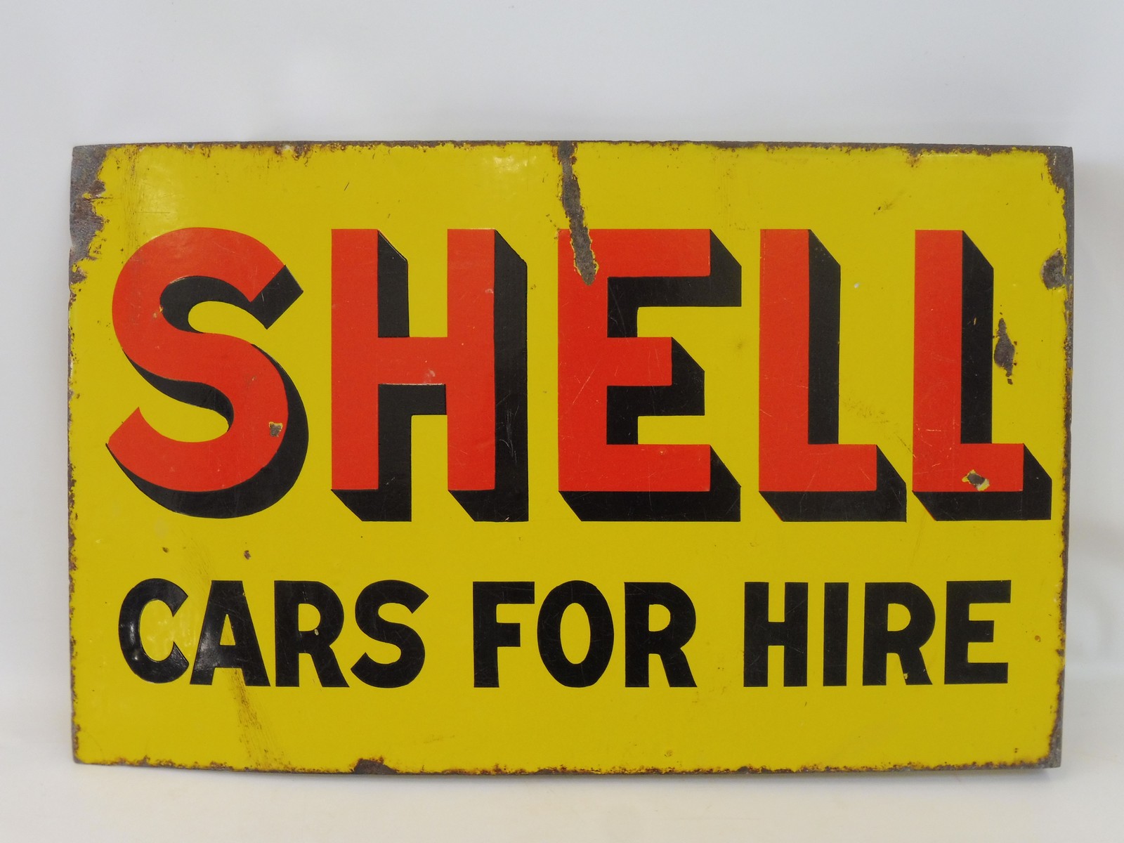 A Shell Cars for Hire double sided enamel sign with hanging flange, 24 x 15". - Image 2 of 2