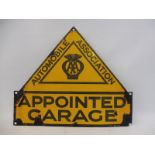 An AA Appointed Garage enamel sign by Franco, 13 x 10 3/4".