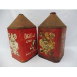 Two Millers Oil five gallon pyramid can.