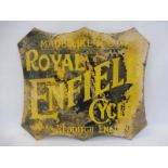 A Royal Enfield Cycles 'Made like a gun' shaped enamel sign, 21 1/2 x 18".