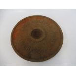 A rare Theo Multiple Pump cast iron tank cover, 10 1/4" diameter.