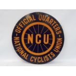 A National Cyclists Union circular enamel sign, in excellent condition, 18" diameter.