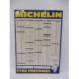 A Michelin Tyre Pressures tin sign, 24 1/2 x 34".