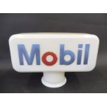 A Mobil glass petrol pump globe by Hailware, one minor chip to neck.