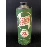 A Wakefield Castrol Motor Oil XL Grade cylindrical cardboard quart can.