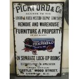 A rare pictorial enamel sign advertising Pickford & Co. Agents to the London & North Western Railway