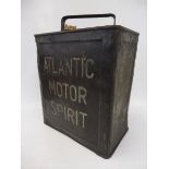 An Atlantic Motor Spirit two gallon petrol can, by Valor, dated July 1930.