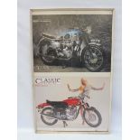 A framed and glazed promotional 'Classic Poster Collection' pair of posters depicting the Triumph