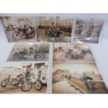 Seven large format prints taken from period photographs including scenes of flat tank BSA